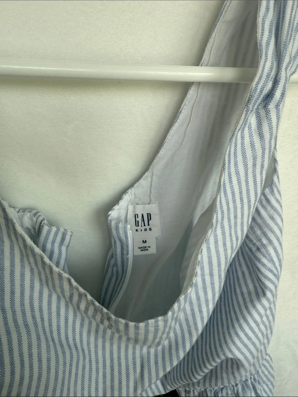 GAP Blue and White Striped Dress with Pink Floral Hem